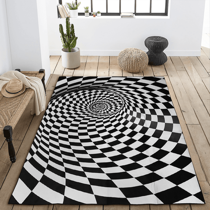 3D Room Non-Slip Swirl Optical Illusion Area Rug Carpet Door Mats Floor Pad for Home Bedroom Decoration