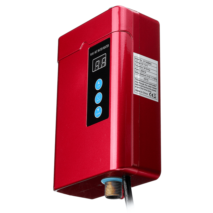 4000W LCD Mini Electric Tankless Hot Water Heater Instant Heating for Bathroom Kitchen Washing