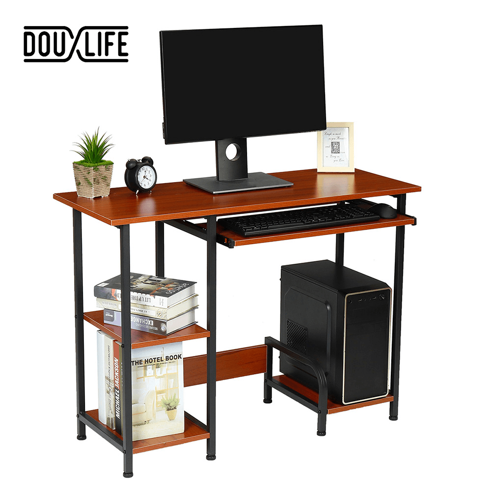 Douxlife¬Æ DL-OD04 Computer Laptop Desk 15Mm E1MDF Desktop Workstation with Multifunctional Open Shelves Perfect for Home Office