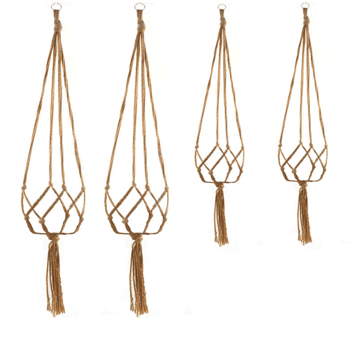 2Pcs Plant Flower Hanger Macrame Jute for Indoor Outdoor Ceiling Deck Balcony round and Square Pots