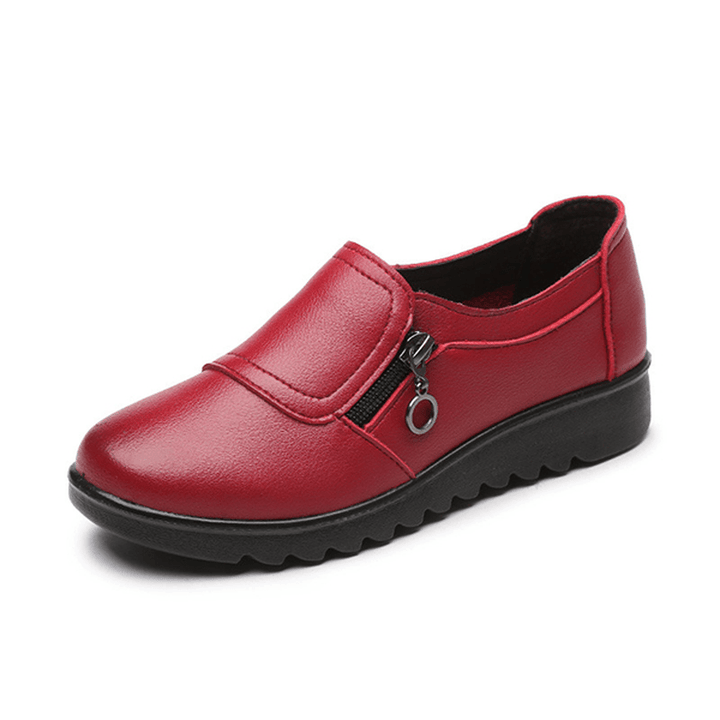 Women Casual Leather Slip on Outdoor Flat Loafers - MRSLM