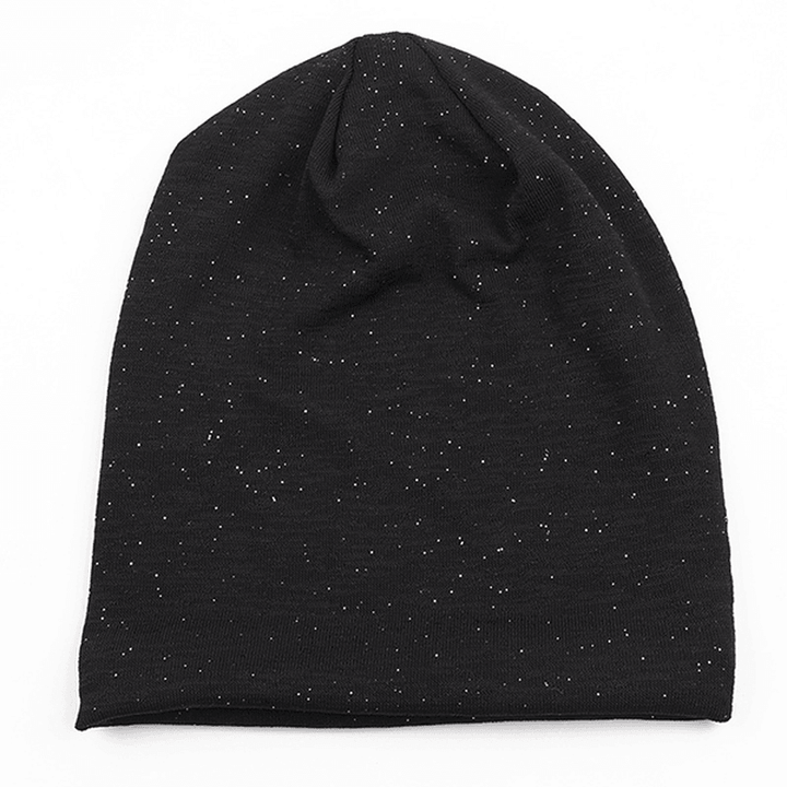 Women Autumn Warm Beanies Cap Solid Color Flexible Hip-Hop Skullies Bonnet - MRSLM