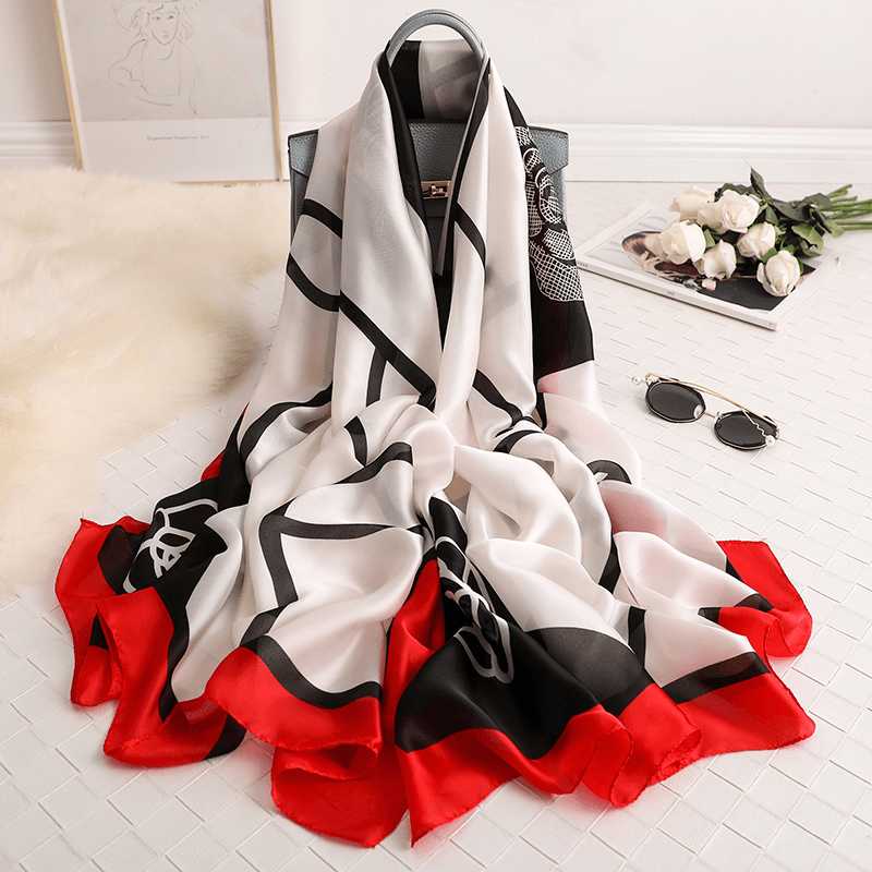 Fashionable Women'S Simple Printed Thin Silk Scarf