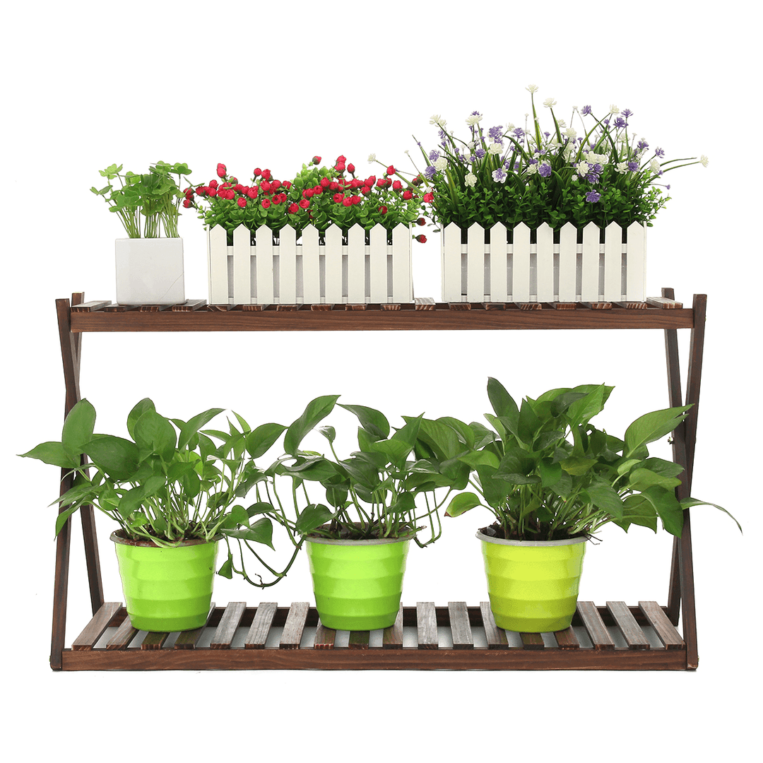 2 Layers Plant Stand Flower Pot Shelves Indoor Outdoor Garden Home Office Planter Shelf Storage Rack