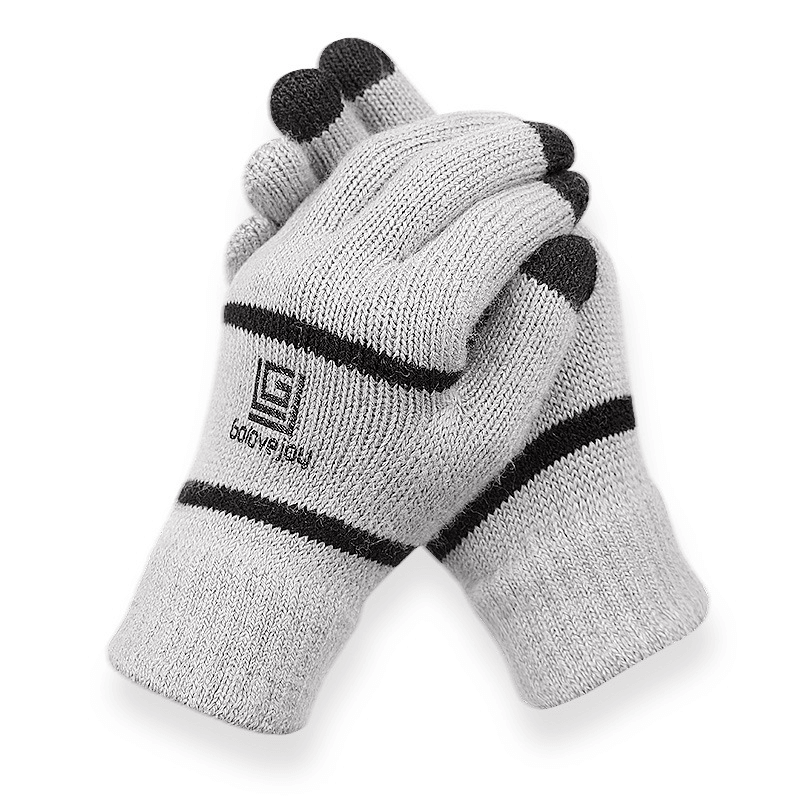 Unisex Winter Touch Screen Outdoor Riding Knit Warm Thickened Gloves - MRSLM