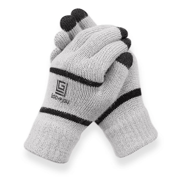 Unisex Winter Touch Screen Outdoor Riding Knit Warm Thickened Gloves - MRSLM