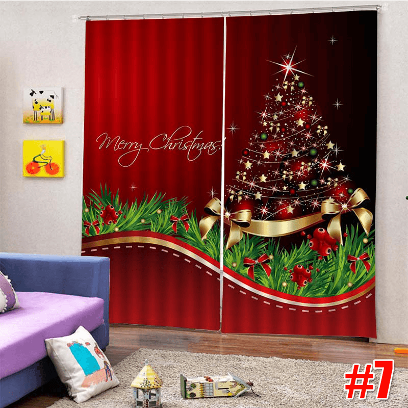 2PCS 3D Print Window Curtain Drapery Door Screen Panel for Christmas Decoration - MRSLM