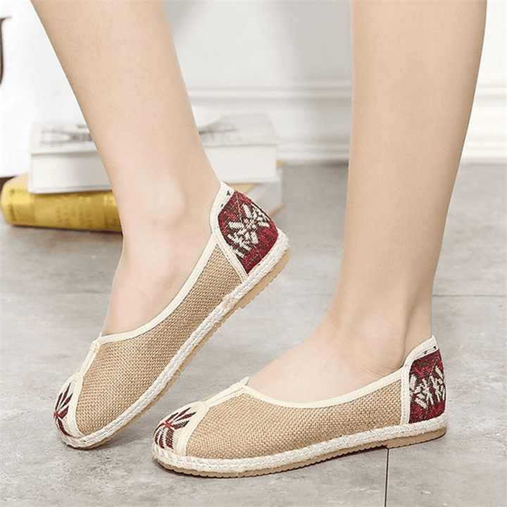 Women Casual Slip on Flax Outdoor Flat Loafers