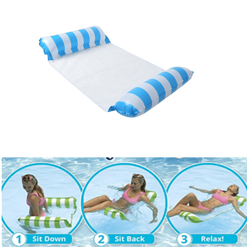 Foldable Summer Water Hammock Recliner Inflatable Floating Air Mattress Swimming Pool Water Sports Lounge Bed with Pump