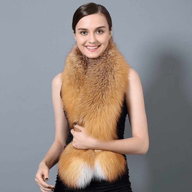 Korean Fashion All-Match Fur Scarf Ladies Winter Fox Fur Collar Thick Warm Fur Collar