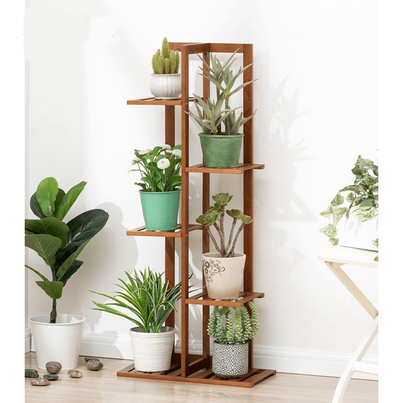 5/6/7-Tier Wooden Plant Stand Flower Pot Shelf Indoor Storage Display Rack