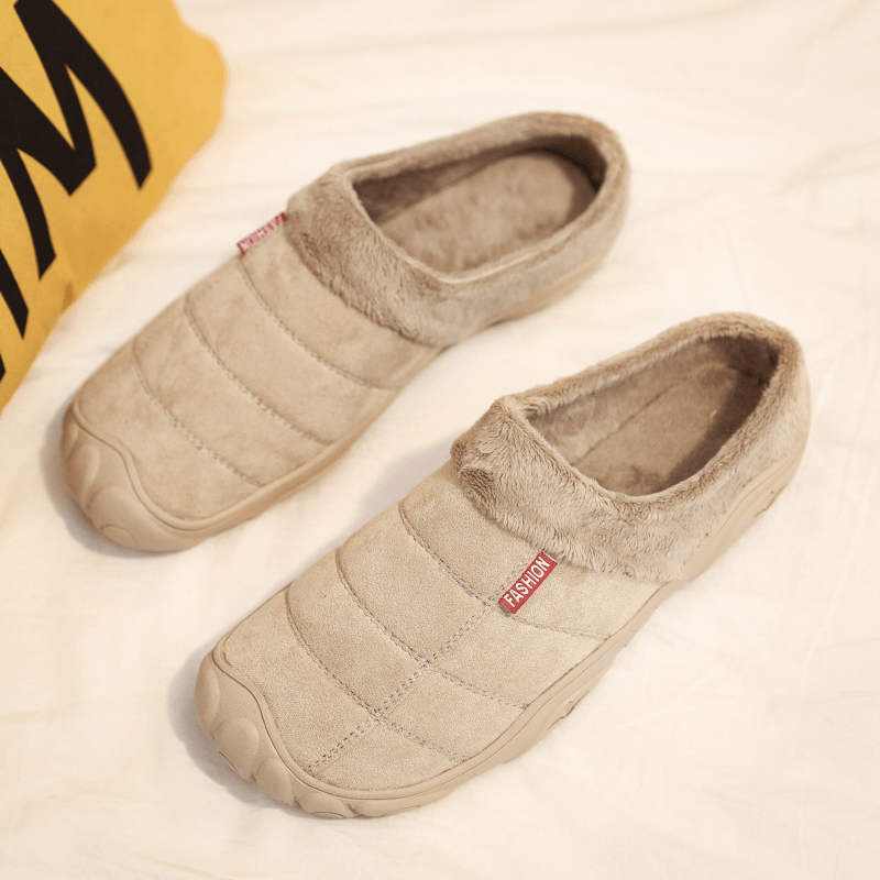 Men Soft Comfy Suede Non Slip Warm Home Cotton Slippers