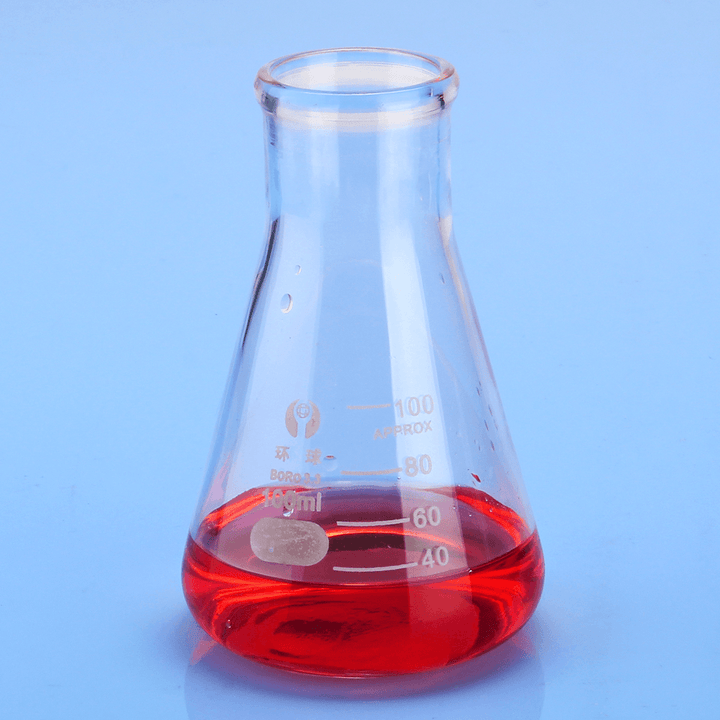 100Ml Lab Glass Erlenmeyer Conical Flask Bottle W/ Rim Borosilicate Laboratory Glassware