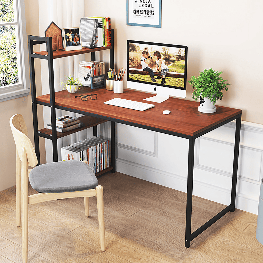 Computer Table Laptop Desk Stuednt Writing Study Desk Laptop Table Home Office Workstation with Book Shelf