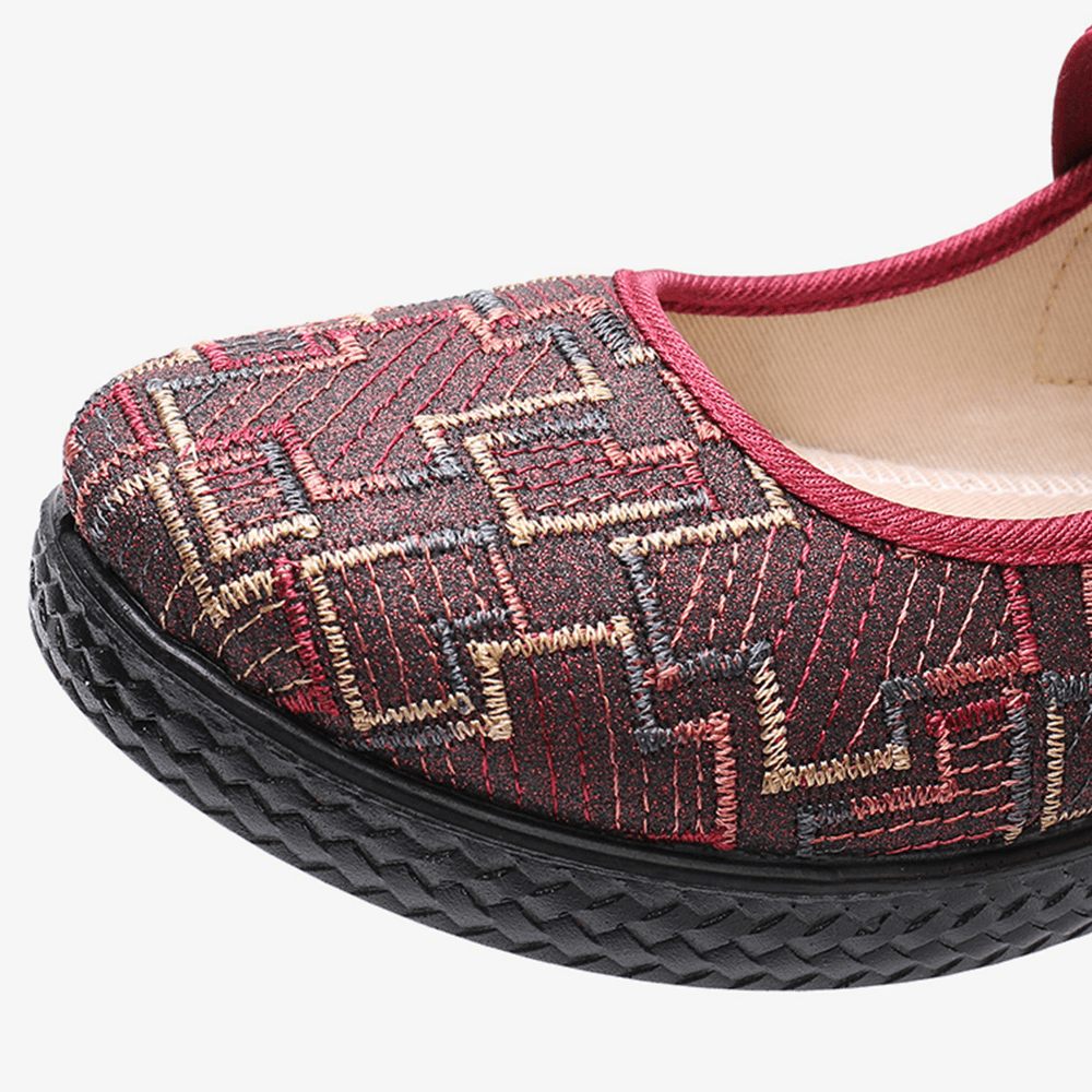 Women Old Peking Cloth Elastic Slip on Resistant Loafers