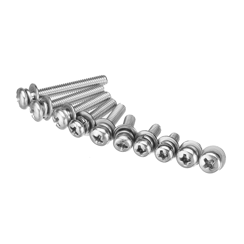 Suleve‚Ñ¢ M4SP3 150Pcs M4 Stainless Steel 6-30Mm Phillips Pan Head Machine Screw Washer Bolt Asortment