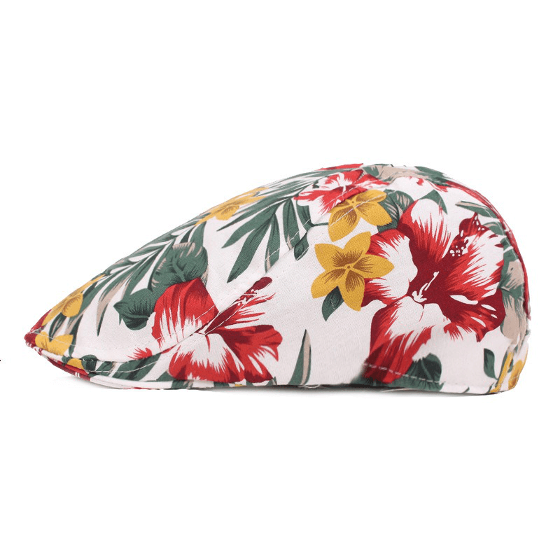 Unisex Flower Print Vogue Cotton Beret Hat