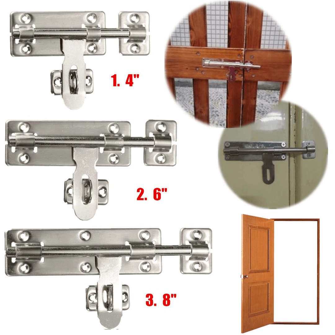 Stainless Steel Door Bolt Lock Latch Slide Barrel Bolt Clasp Set 4/6/8 Inch