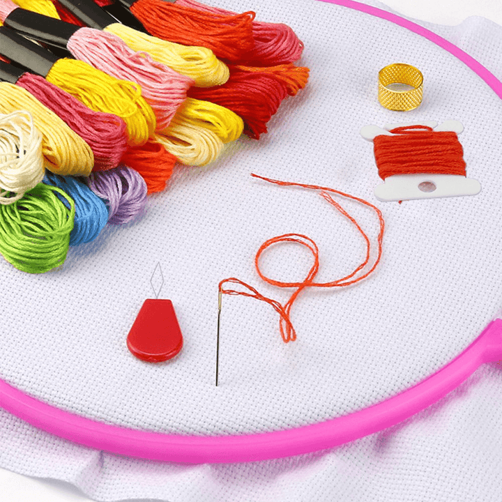 5PCS Embroidery Plastic Circles 100 Colors Thread Sewing Tool Adjustable Skein Punch Needle Stitching Cross Stitch Craft Tools