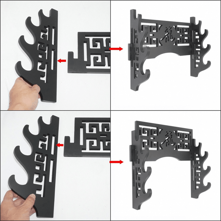 4-Tier Holder Wall Mount Samurai Stand Knife Holder Display Rack for Katana Wakizashi