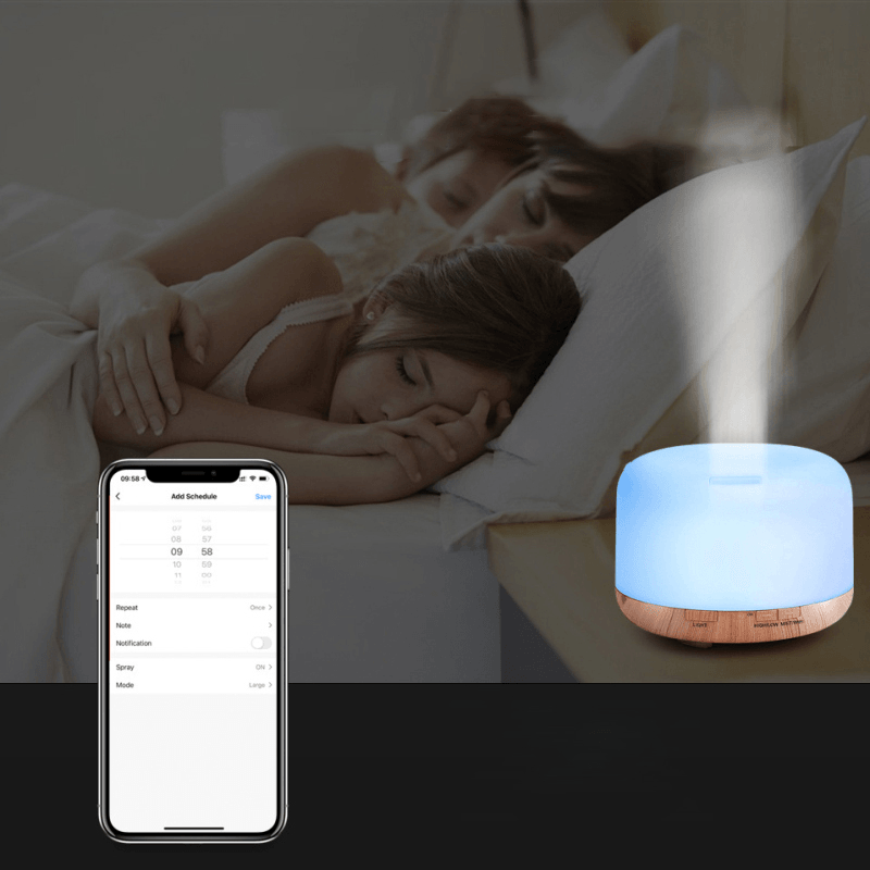 500ML Smart Wifi Humidifier Two Modes Colorful Ultrasonic Atomization Diffuser Voice Control Essential Oil Aroma Diffuser