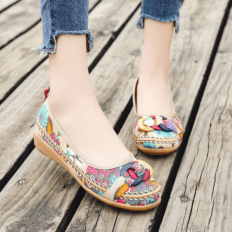 US Size 5-11 Embroidery Loafers for Wome