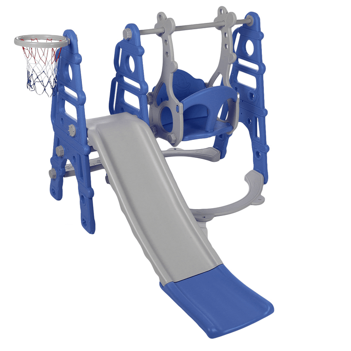 3-In-1 Children'S Slide + Swing + Basketball Frame Kids Play Ground Combination Baby Playset Hoop Kit