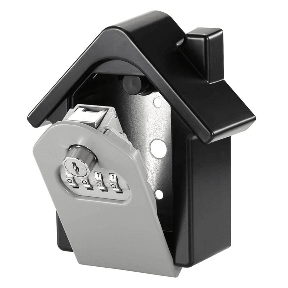 Aluminum Alloy Password Box Wall Mounted Key Lock Box 4 Digit Code Combination Key Storage Box for Realtor Construction Indoor Outdoor Room Escape