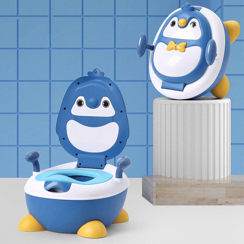 Children Potty Penguin Shape Spatterproof Urine Portable Toilet Freely Adjustable Height for Kid Care