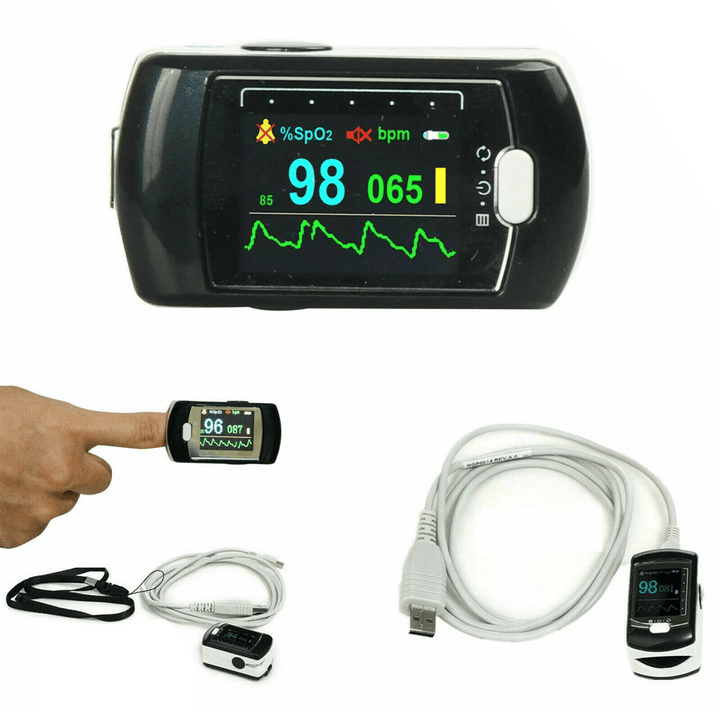 CMS50E Portable Fingertip Pulse Oximeter OLED SPO2 Blood Oxygen Saturation Heart Rate Monitor Saturator USB Connector Alarm