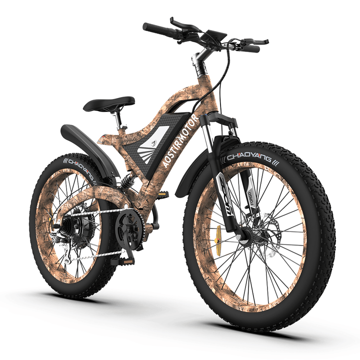 [US DIRECT] AOSTIRMOTOR S18 Electric Bike 26Inch 1500W 48V 15Ah 50Km/H Max Speed 25-40Km Mileage 120Kg Max Load Mountain Fat Tire Electric Bicycle