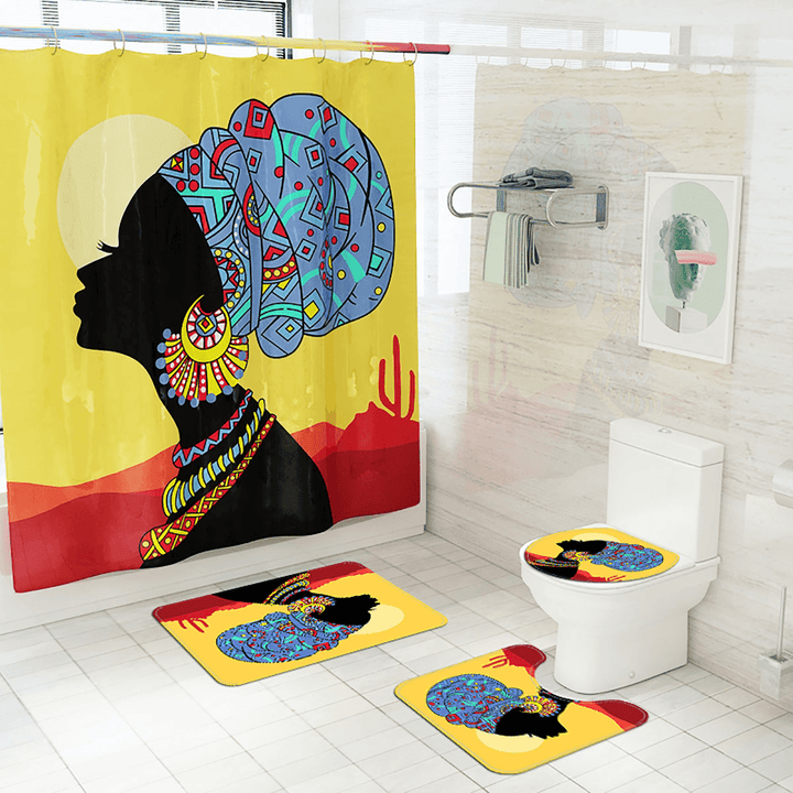 Retro Style 3D Printed Shower Curtain Waterproof Mouldproof Polyester Environmental Non-Toxic Non-Slip Bathroom Curtain