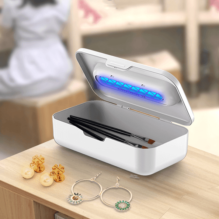 JUJIAJIA XD003 2 in 1 Multifunctional Ozone UV Sterilization Box Ultraviolet Lamp with Separate Disfectant Stick USB Charging for Mobile Phone Cosmetics Jewelry Toys Sterilization