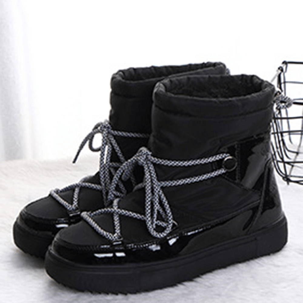 Warm Lining Waterproof Lace up Thick Sole Snow Boots for Women