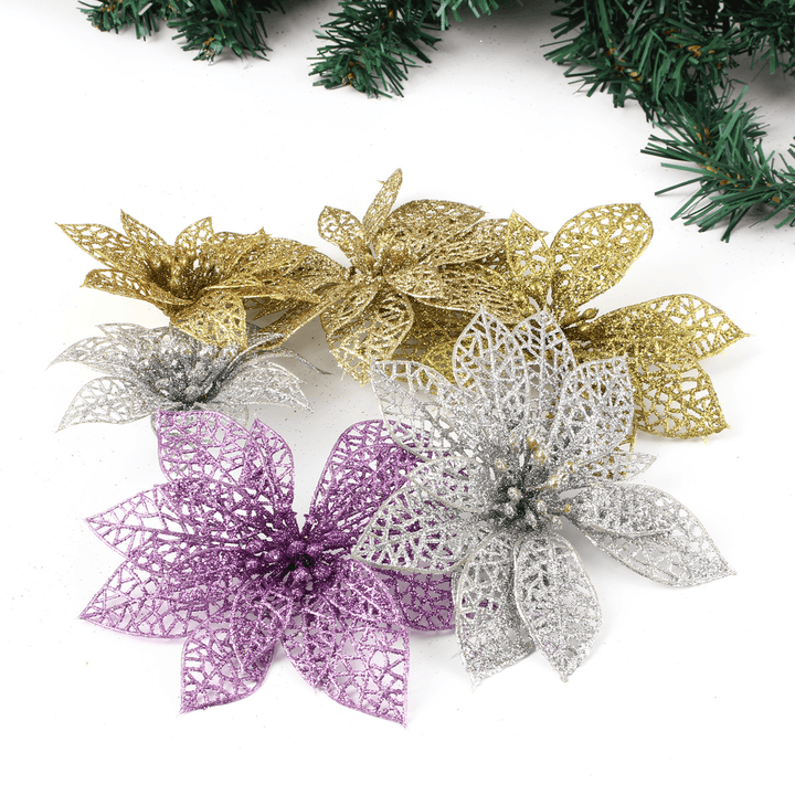 Christmas Decoration Flower Glitter Leaves Party Deocration