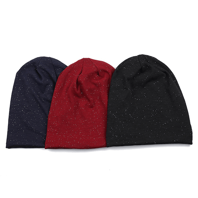 Women Autumn Warm Beanies Cap Solid Color Flexible Hip-Hop Skullies Bonnet