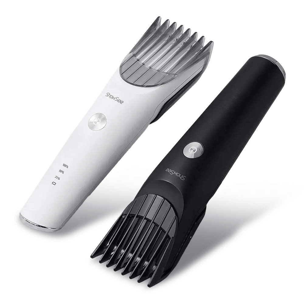 Showsee C2-W/BK Electric Hair Clipper Portable Household USB Charging Hari Cut Machine IPX7 Waterproof Ceramic Steel Cutter From