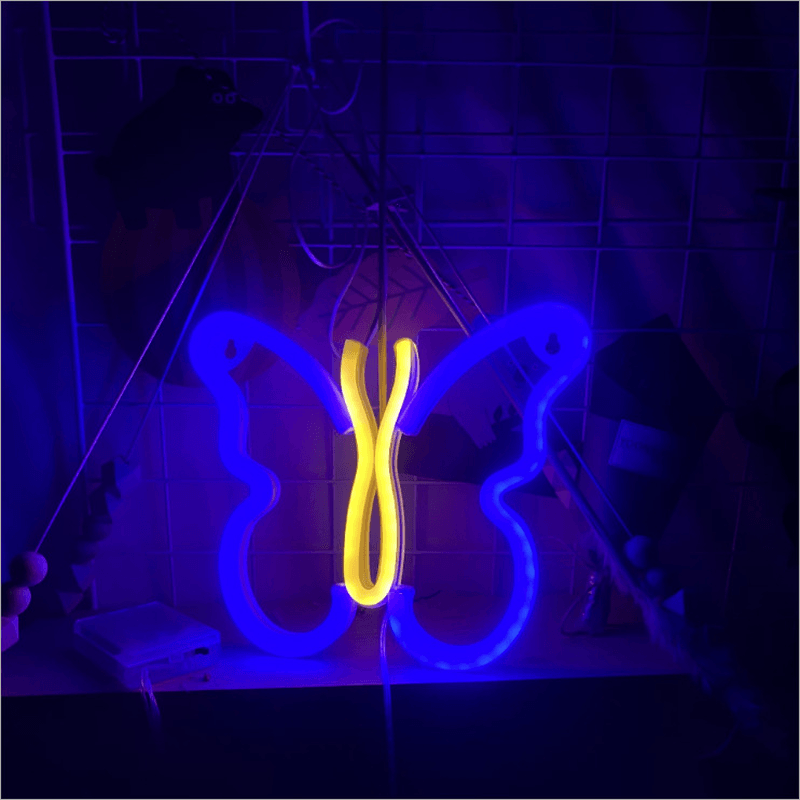 LED Neon Butterfly Interior Decoration Night Light Atmosphere Light