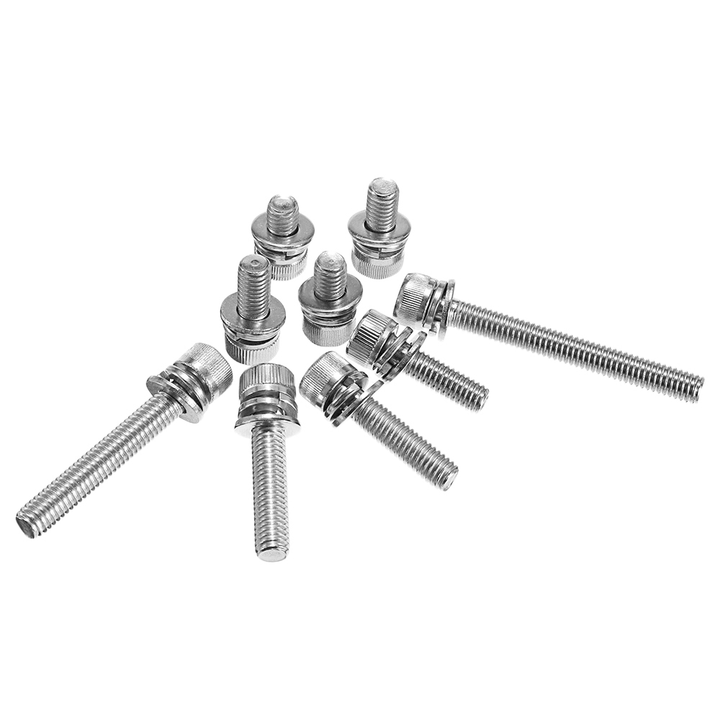 Suleve M6SH3 50Pcs M6 Hex Socket Knurled Cap Head Screw 304 Stainless Steel Bolt Assortment Set