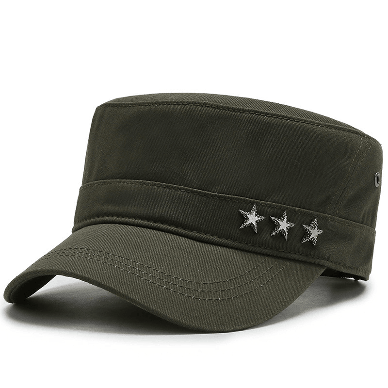 Cotton Flat Top Military Cap Five-Star Peaked Cap