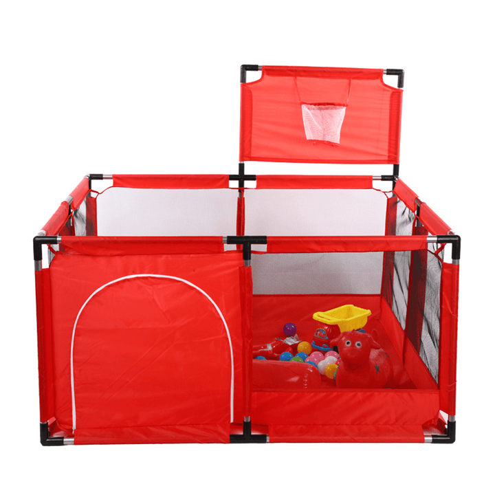 50X30'' Baby Playpen 4 Panel Kid Playhouse Play Center Yard Safety with Basketball Hoop