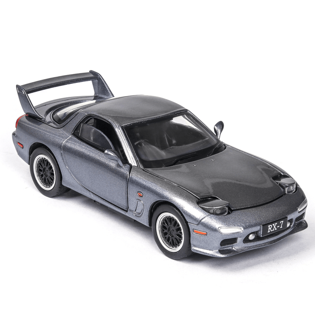 JKM Simulation Model 1-32Mazida FD RX7 Sports Car Alloy Car Model Flip Light Open Door Sound and Light