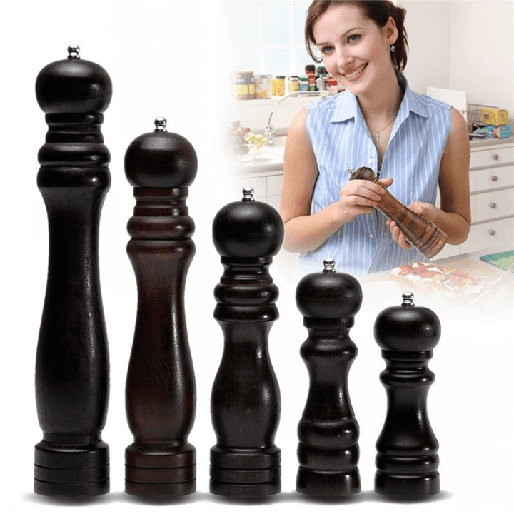 5/6/8/10/12" Wooden Oak Pepper Sauce Spice Salt Corn Mill Grinder Bottles Muller Home Kitchen Tool - MRSLM