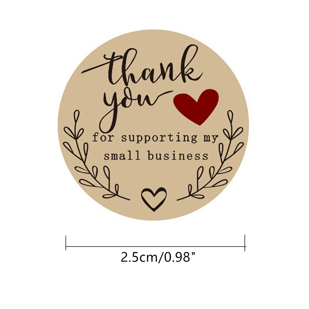 500Pcs/Roll 25Mm Thank You round Sticker Wedding Flower Gift Self-Adhesive Label