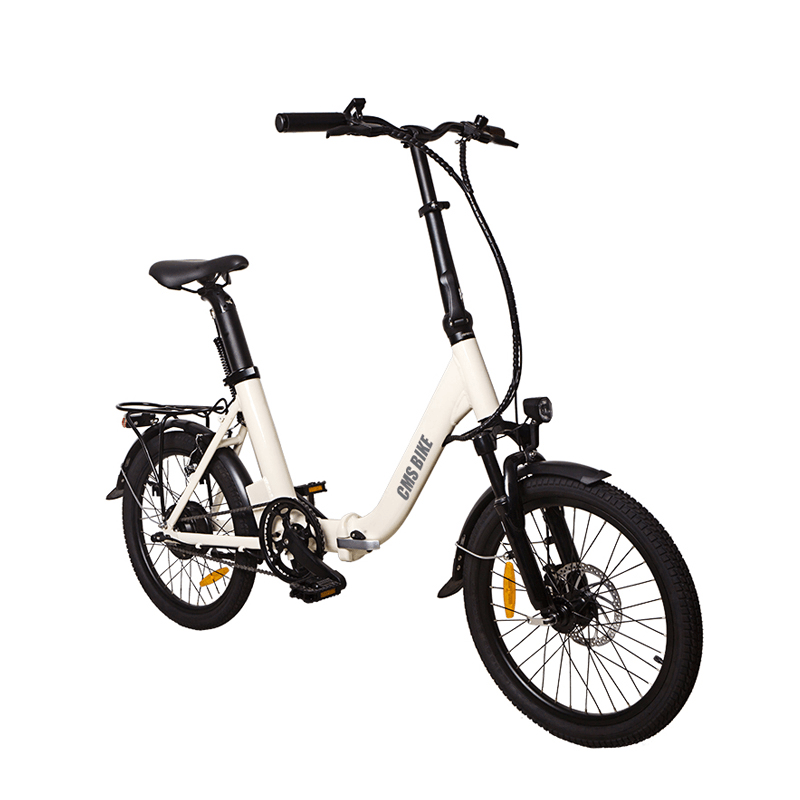 CMSBIKE CMSTD-20ZG 7.8Ah 250W White 20 Inches Folding Electric Bicycle 32Km/H 30-45Km Mileage Double Dics Brake LCD Displayer Electric Bike