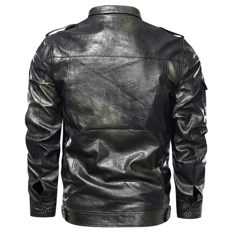 Men'S Washed PU Leather Casual Men'S Leather Jacket