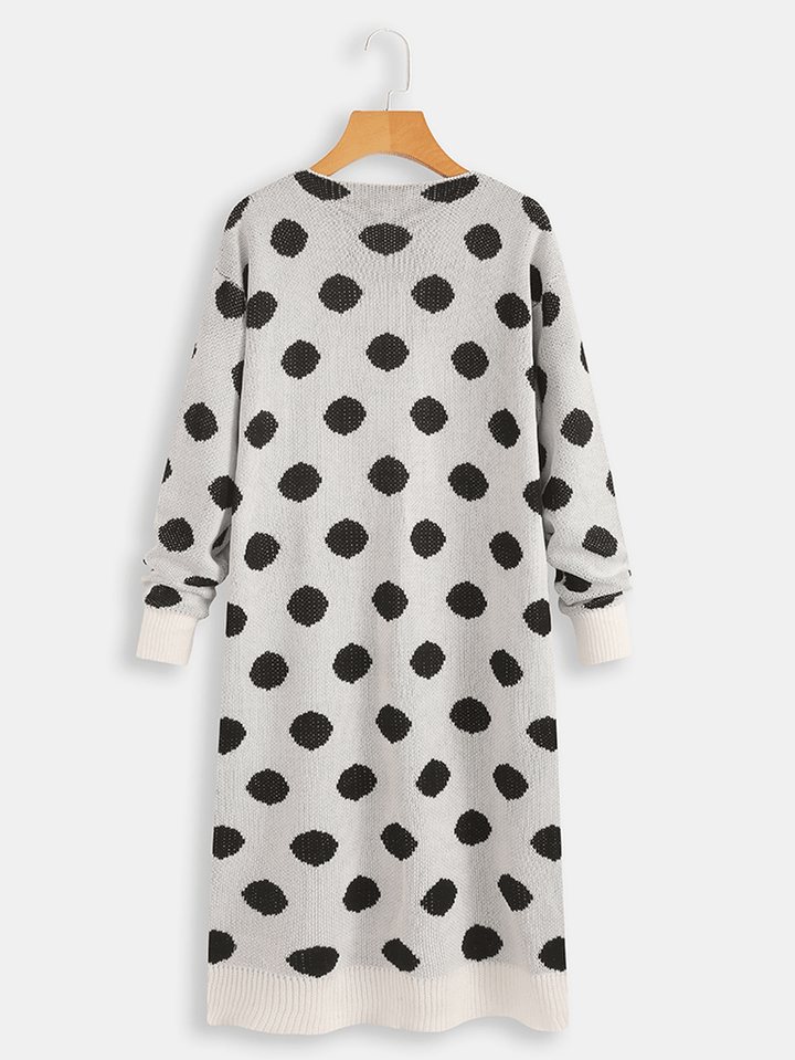 Women Long Sleeve Polka Dot Print Cardigans