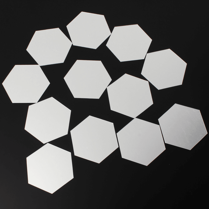 12Pcs 8Cm Mirror Wall Sticker Hexagon Removable Acrylic 3D Mirror DIY Home Room Decor Art