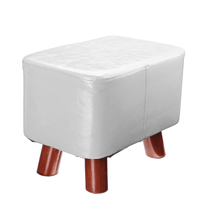 PU Soft Foot Stool Soft Change Shoes Bench Small Ottoman Footrest Footstool Wooden Legs Rectangular Seat Stool Home Supplies - MRSLM