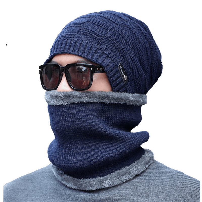 Wool Knitted Hat and Scarf Suit Men